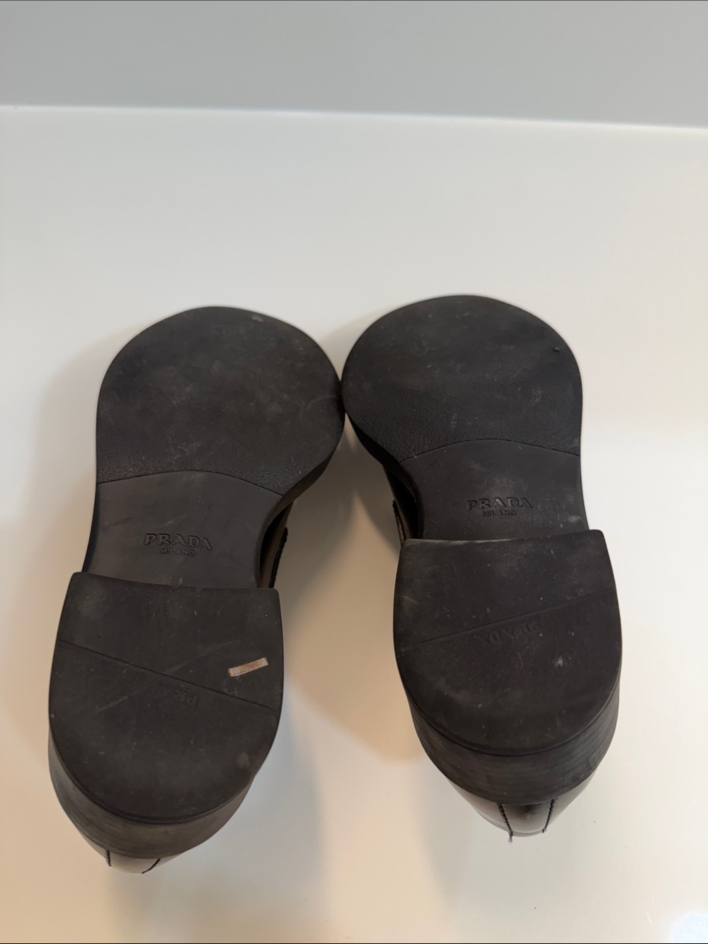 Prada Black Leather Lug-Sole Penny Loafers - Picture 7 of 7